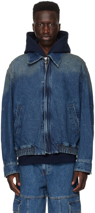 Solid Homme Indigo Washed Denim Jacket In 322l Blue