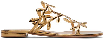 Gianvito Rossi Flavia Metallic Leather Slides In Gold