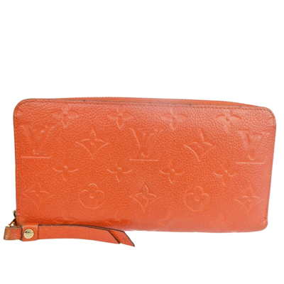 Pre-owned Louis Vuitton Zippy Wallet Leather Wallet () In Orange