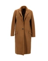 ISABEL MARANT SINGLE-BREASTED COAT IN CAMEL BROWN WOOL