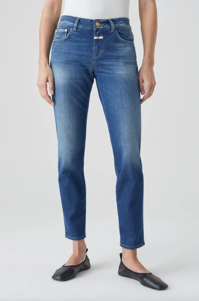 Closed A Better Blue Skinny Pusher Jeans In Mid Blue