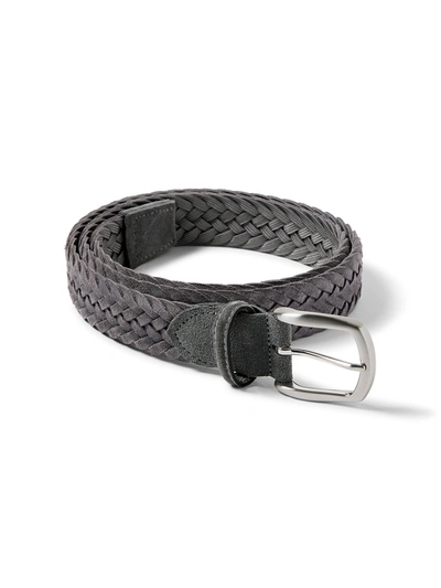 Faherty Suede Woven Belt In Grey