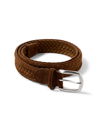 Faherty Suede Woven Belt In Brown