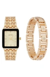 I TOUCH THREE-HAND QUARTZ MESH STRAP WATCH & ID BRACELET SET