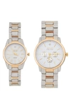 I TOUCH TWO-PIECE DIAMOND ACCENT BRACELET WATCH HIS & HERS SET