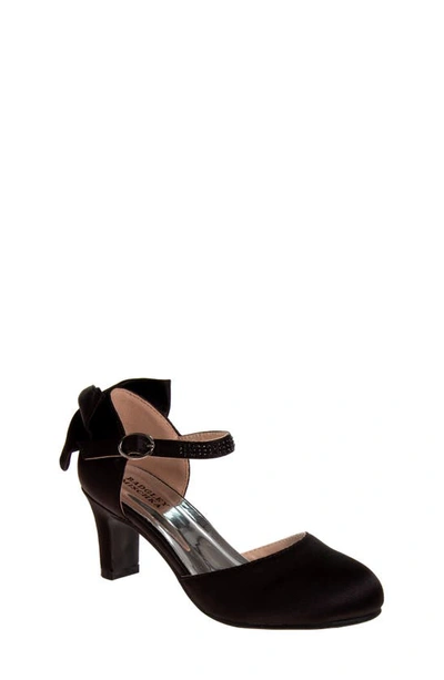 Badgley Mischka Girls' Ankle Strap Dress Shoes - Little Kid, Big Kid In Black Satin