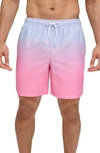 Shop Calvin Klein Volley Core Gradient Dot Swim Trunks In Carmine Rose
