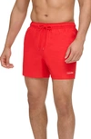 Calvin Klein Men's Modern Euro 5" Volley Swim Trunks In Red