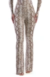 Naked Wardrobe The Boot Up Snakeskin Print Bootcut Pants In Beige Snakeskin