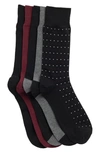 Nordstrom Rack 5-pack Texture Crew Socks In Black Dot -grey