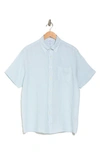 Brooks Brothers Regular Fit Short Sleeve Linen Button-down Shirt In Bleached Aqua
