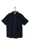Brooks Brothers Regular Fit Short Sleeve Linen Button-down Shirt In Navy