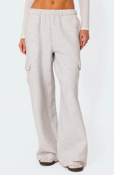 Edikted Women's Wide Leg Cargo Sweatpants In Light Gray