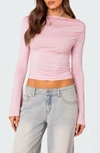 Edikted Dana Gathered Bell Sleeve Crop Top In Light-pink