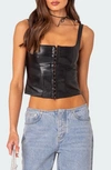 Edikted Simone Faux Leather Corset Top In Black