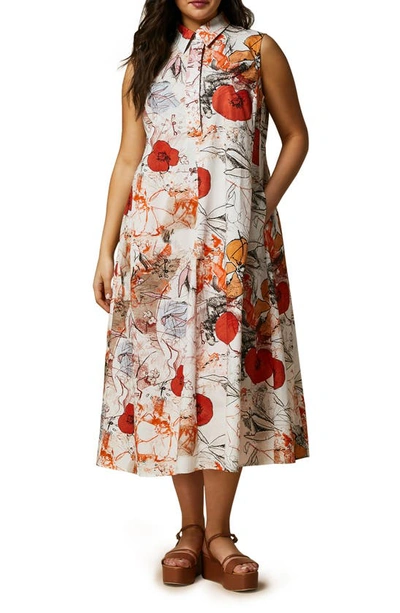 Marina Rinaldi Carpazi Abstract-print Georgette Maxi Dress In White