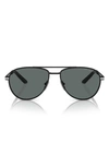 Prada 60mm Polarized Pilot Sunglasses In Matte Black