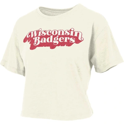 Pressbox Women's  White Wisconsin Badgers Vintage-inspired Easy T-shirt