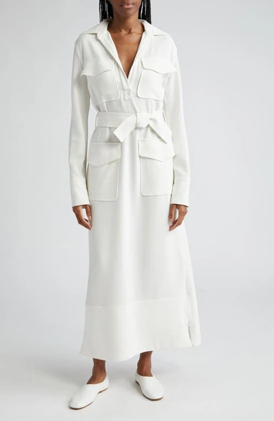 Proenza Schouler Vanessa Belted Crepe Midi Dress In White