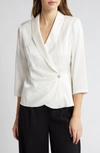 ALEX EVENINGS SHAWL COLLAR WRAP TOP