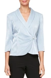 ALEX EVENINGS SHAWL COLLAR WRAP TOP