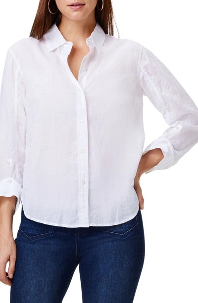 Nic + Zoe Girlfriend Crinkle Cotton Button-up Shirt In Paper White