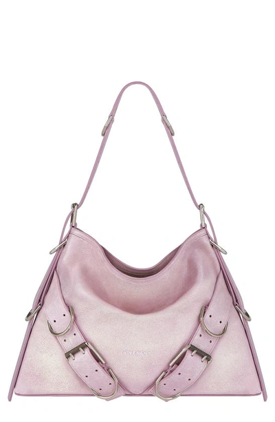 Givenchy Women's Medium Voyou Boyfriend Shoulder Bag In Aged Leather In Pink