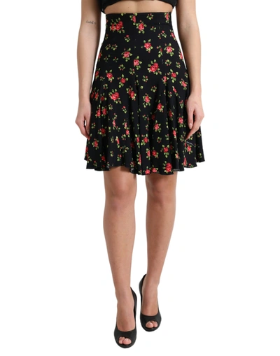 DOLCE & GABBANA DOLCE & GABBANA FLORAL A-LINE MINI SKIRT WITH HIGH WOMEN'S WAIST