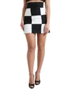 Dolce & Gabbana Black White Floral Brocade High Waist Skirt In Black And White