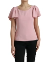 Dolce & Gabbana Pink Short Sleeves Round Neck Blouse Top In Pink