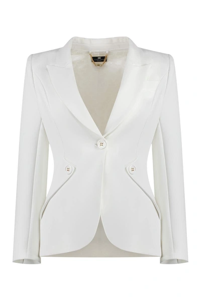 Elisabetta Franchi Single-breasted One Button Jacket In White