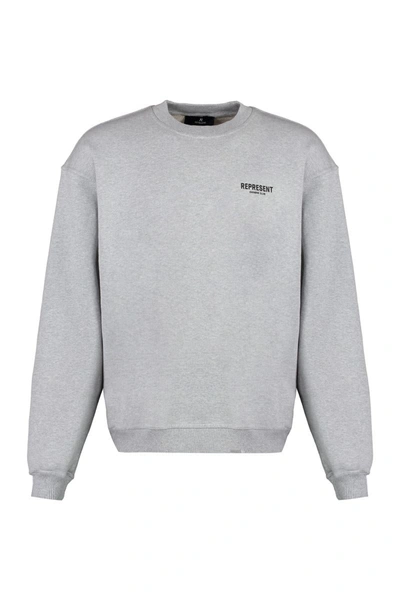 Represent Owners Club Logo Cotton Sweatshirt In Grey