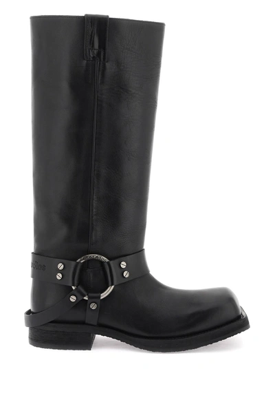 Acne Studios Leather Buckle Boots In Black