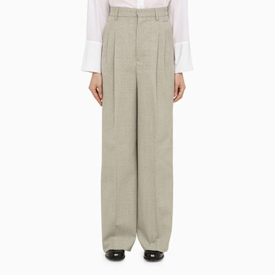 AMI ALEXANDRE MATTIUSSI AMI PARIS LIGHT GREY WOOL TROUSERS WOMEN