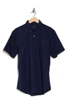 14TH & UNION SLIM FIT SHORT SLEEVE LINEN BLEND BUTTON-DOWN SHIRT