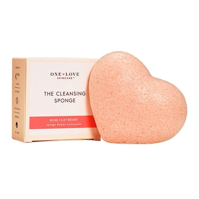 One Love Organics The Cleansing Sponge: Rose Clay Heart In White