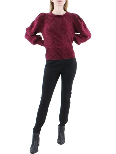 Cinq À Sept Womens Shaker Knit Crewneck Pullover Sweater In Red