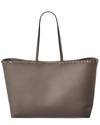 VALENTINO GARAVANI ROCKSTUD LARGE GRAINY LEATHER SHOPPER TOTE