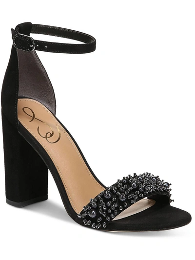 Sam Edelman Yaro Perla Womens Embellished Ankle Strap Heels In Black