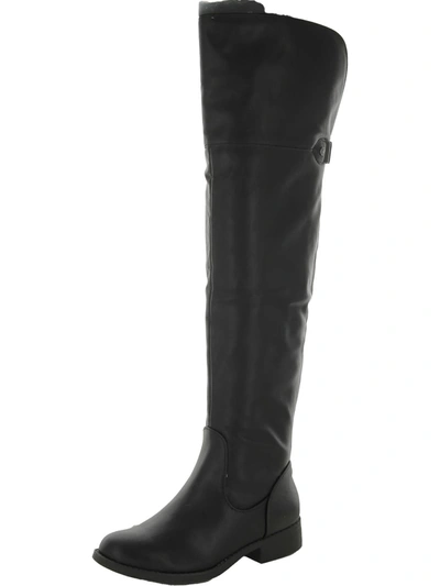 Sun + Stone Brinley Womens Faux Leather Tall Knee-high Boots In Black