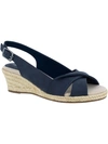Easy Street Maureen Womens Faux Leather Slingback Espadrille Heels In Blue
