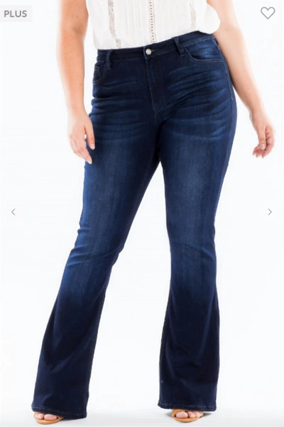 Kancan Mid Rise Flare Jeans In Blue