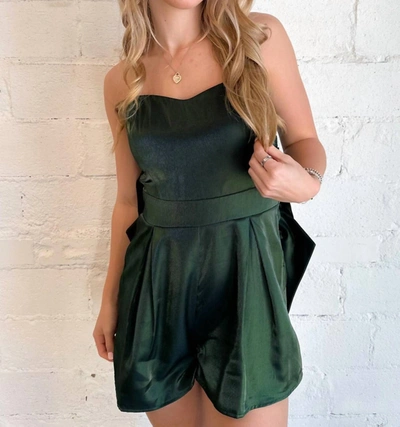 Blue Blush Holiday Gift Romper In Green