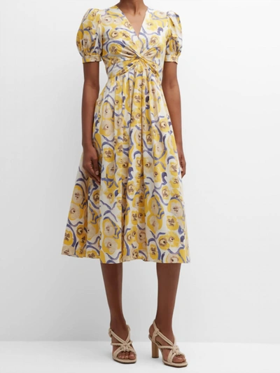 Diane Von Furstenberg Heather Dress In Watercolor Blossom Med Yellow In Multi