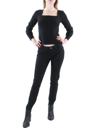 Z Supply Womens Back Tie Ribbed Pullover Sweater In Black