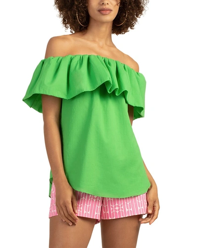 Trina Turk Relaxed Fit Air Top In Green