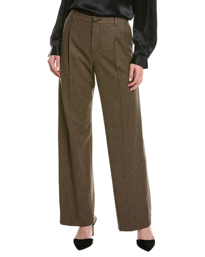 Vince Houndstooth Pleat Front Wool-blend Pant In Black