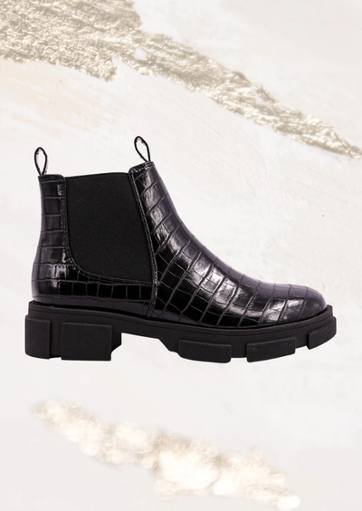 Shu Shop Women's Yohana Croc Combat Boot In Black