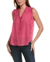 GO BY GO SILK GO> BY GOSILK RUFFLE SILK BLOUSE