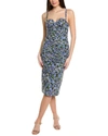 CAROLINA HERRERA SPAGHETTI STRAP SWEETHEART MIDI DRESS